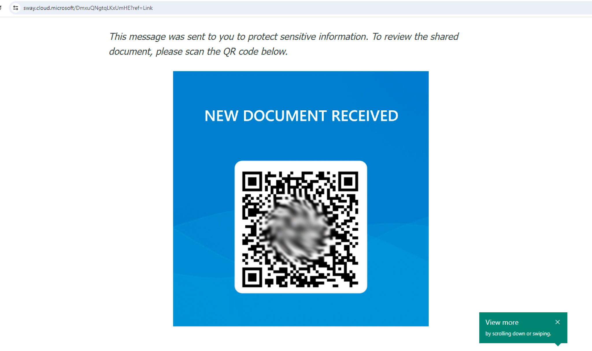 Microsoft Sway: phishing tramite QR code