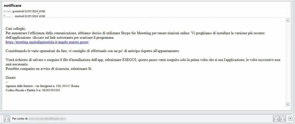 Minaccia alle aziende tramite PEC: Il malware VCRuntime via PEC 1 Messaggio PEC utilizzato per diffondere il malware VCRuntime.