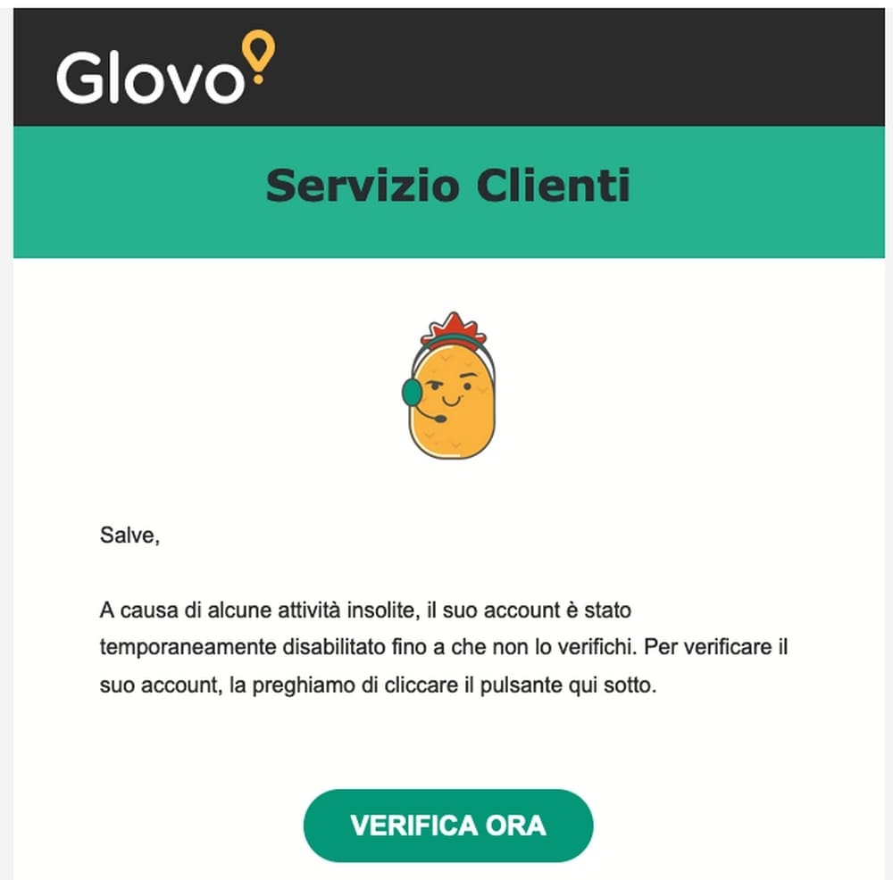 Attacco phishing ai danni di Glovo: Come proteggere la tua azienda 1 attacco phishing glovo come proteggere aziende 03
