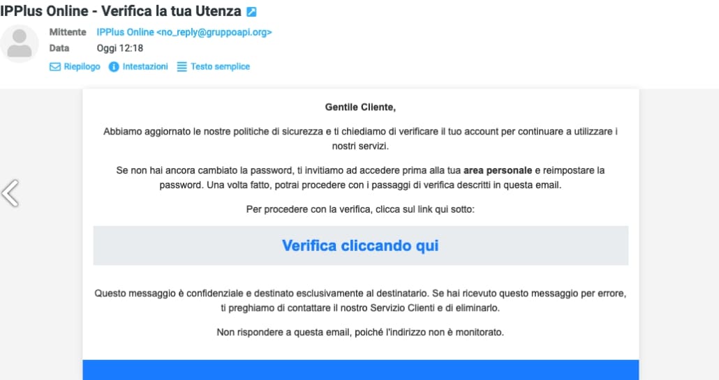 Dettagli della registrazione dei domini fraudolenti utilizzati nella campagna di phishing ai danni di IP Gruppo API.