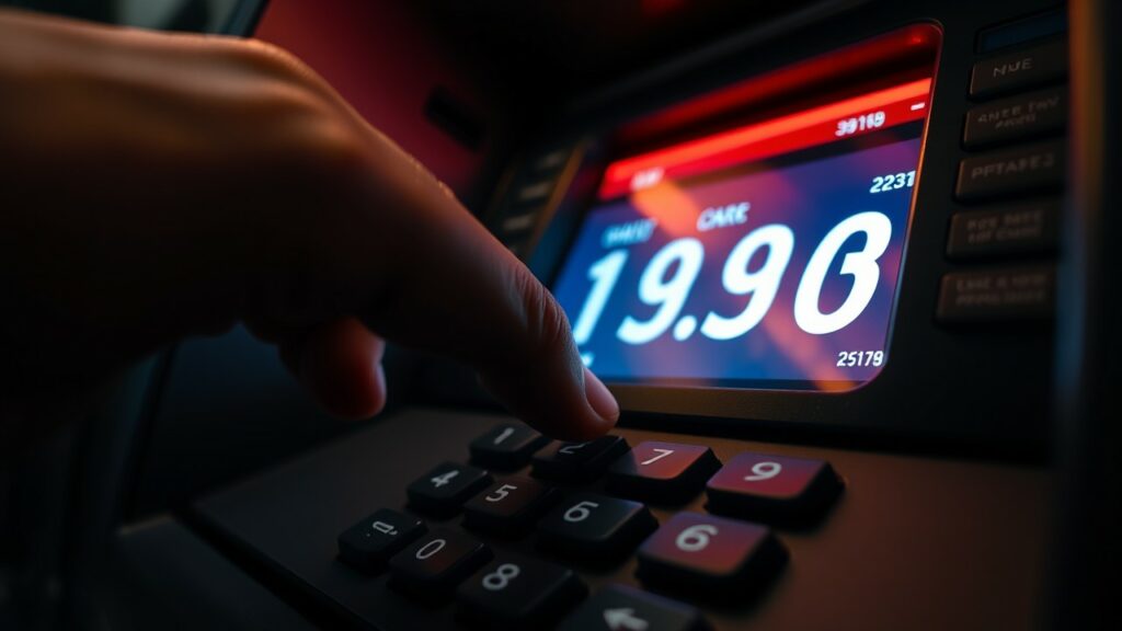 I 10 codici PIN più usati e pericolosi: quale evitare subito? 2 Tastierino numerico di un bancomat con dita che digitano un PIN