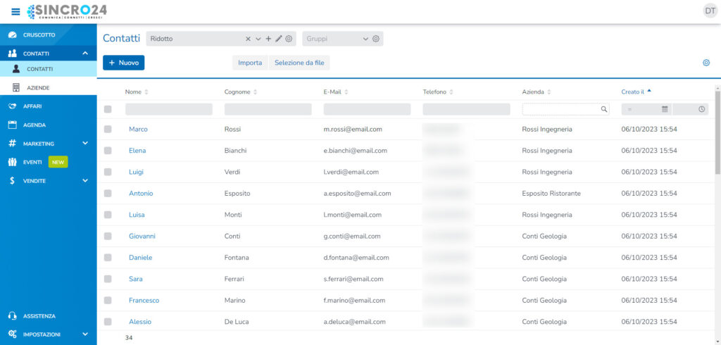 crm cloud soluzione gestione aziendale contatti